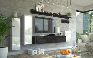 Obývací stěna LEMON bílý lesk / černý lesk – moderní design