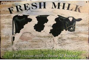 Ceduľa Fresh Milk 30cm x 20cm Plechová tabuľa