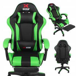 Herní židle Xgaming s podnožkou - černo-zelená