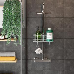 Samodržící ocelová koupelnová polička ve stříbrné barvě Luxy – Metaltex
