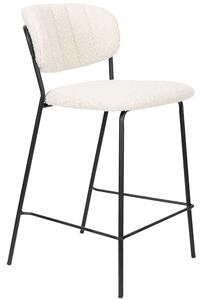 White Label Bílá látková barová židle WLL Jolien 65 cm
