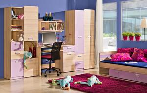 Casarredo - Komfort nábytek Dětská skříňka LIMO L5 jasan/fialová
