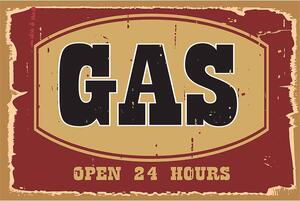Ceduľa Gas - Open 24 Hours 30cm x 20cm Plechová tabuľa