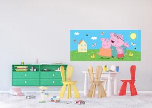 Dětská vliesová fototapeta na zed' Prasátko Peppa s Rodinou | 170 x 75 cm | DFTDNH5519