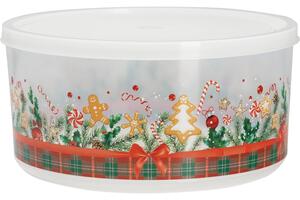 Vánoční dóza na cukroví kulatá Merry Christmas, 5 l plast