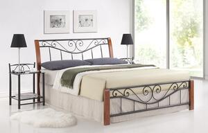 Casarredo Kovová postel PARMA 140x200, třešeň/černý kov