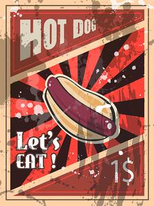 Ceduľa Hot Dog Lets Eat 30cm x 20cm Plechová tabuľa