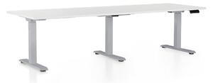 Výškově nastavitelný stůl OfficeTech Long, 240 x 80 cm, šedá podnož, bílá