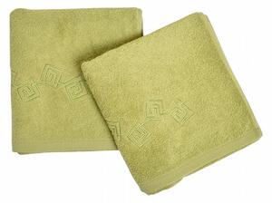 Nechte se hýčkat froté ručníkem a osuškou DENY vyrobeným z kvalitní 100% bavlny s gramáží 450 g/m2. Je velmi jemný na dotyk. Výšivka v dolní části. Barva osušky je zelená