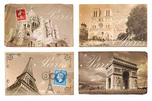 Ceduľa Paríž známka - Paris 30cm x 20cm Plechová tabuľa