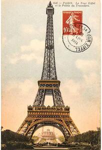 Ceduľa Paríž známka, eiffelova veža - Paris 30cm x 20cm Plechová tabuľa