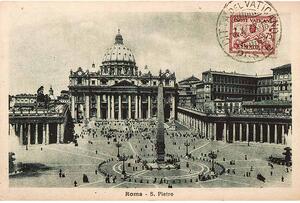 Cedule Řím známka 1933 Náměstí sv. Petra