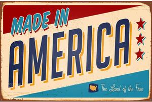 Ceduľa Made in America - Vintage style 30cm x 20cm Plechová tabuľa