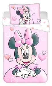 Jerry Fabrics Dětské povlečení do postýlky MINNIE POWDER PINK BABY růžovo-bílá, bavlna hladká, 100x135cm + 40x60cm