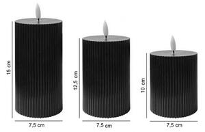 SADA 3x LED Svíčka BRILLO LED/2xAA černá + dálkové ovládání