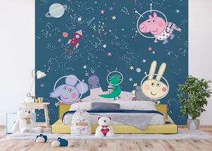 Dětská vliesová fototapeta na zed' Prasátko Peppa Vesmírné Dobrodružství | 300 x 270 cm | DDTD4P7801