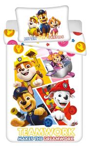 Jerry Fabrics povlečení do postýlky TLAPKOVÁ PATROLA PAW PATROL 498, bílé, bavlna hladká, 100x135cm + 40x60cm