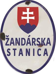 Ceduľa Žandárska Stanica - historická tabuľa ČSSR 40cm x 30cm Plechová tabuľa