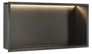 Rea Vestavná koupelnová police s LED osvětlením 60x30 cm, titan