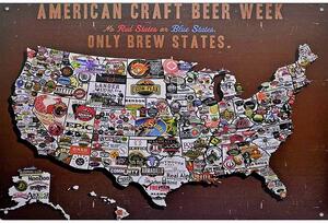 Ceduľa USA American Craft Beer Week Vintage style 30cm x 20cm Plechová tabuľa