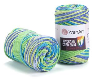 Pletací / háčkovací příze YarnArt MACRAME CORD VR 3mm 920 zeleno-modrá, melírovaná 250g/85m