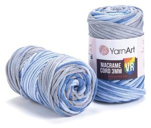 Pletací / háčkovací příze YarnArt MACRAME CORD VR 3mm 916 modro-šedá, melírovaná 250g/85m