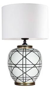 PR Home stolní lampa New York, bílá, výška 61 cm, keramika, Bílá / opál, Obývací pokoj / jídelna, Textil / tkanina / hedvábí