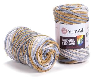 Pletací / háčkovací příze YarnArt MACRAME CORD VR 3mm 918 hořčicovo-šedá, melírovaná 250g/85m