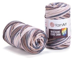 Pletací / háčkovací příze YarnArt MACRAME CORD VR 3mm 928 béžovo-hnědá, melírovaná 250g/85m