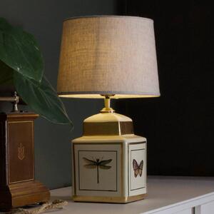 PR Home stolní lampa Lucca, písková, výška 45 cm, keramika, Krémová / jantar, Obývací pokoj / jídelna, Textil / tkanina / hedvábí