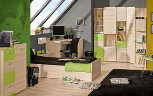 Casarredo - Komfort nábytek Dětská skříňka LIMO L5 jasan/zelená