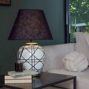 PR Home stolní lampa New York, černá, výška 63 cm, keramika, Černá, Obývací pokoj / jídelna, Textil / tkanina / hedvábí