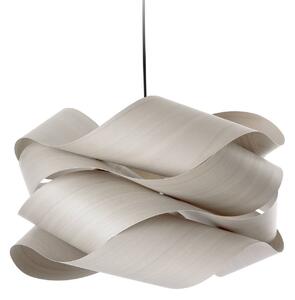 LZF LAMPS Závěsné světlo Link, šedá/niklová, Ø 69 cm, dřevo, stmívatelný, Hliník / šedá / zinek, Obývací pokoj / jídelna, Dřevo, Design