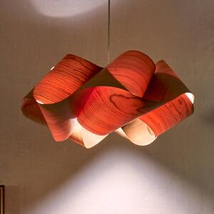 LZF LAMPS Závěsné světlo Swirl, třešňové dřevo/niklová barva, Ø 54 cm Dřevo, stmívatelný, Světlé dřevo, Obývací pokoj / jídelna, Dřevo, Design