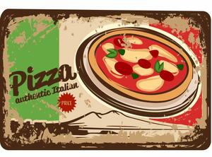 Ceduľa Restaurant Menu Pizza Vintage style 30cm x 20cm Plechová tabuľa