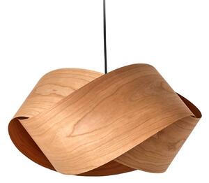 LZF LAMPS Závěsné světlo Nut, třešňové dřevo/niklová barva, délka 42 cm, stmívatelný, Světlé dřevo, Obývací pokoj / jídelna, Dřevo, Design