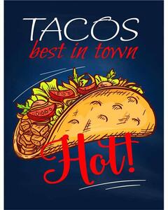 Ceduľa Restaurant Menu - Tacos Hot Vintage style 30cm x 20cm Plechová tabuľa