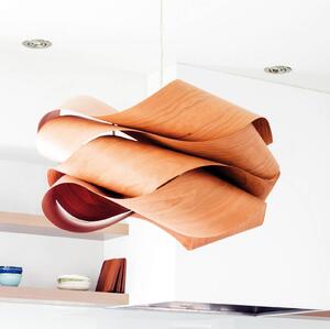 LZF LAMPS Závěsné světlo Link, třešňové dřevo/niklová barva, Ø 69 cm, dřevo, stmívatelný, Světlé dřevo, Obývací pokoj / jídelna, Dřevo, Design