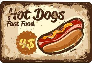 Ceduľa Restaurant Menu Hot Dogs Vintage style 30cm x 20cm Plechová tabuľa