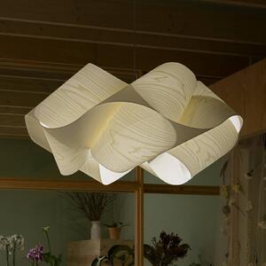 LZF LAMPS Závěsné světlo Swirl, barva slonová kost/nikl, Ø 54 cm, dřevo, stmívatelný, Krémová / jantar, Obývací pokoj / jídelna, Dřevo, Design