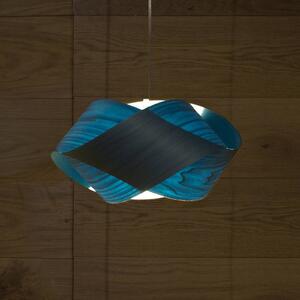 LZF LAMPS Závěsné světlo Nut, modré/niklové, délka 42 cm, dřevo, stmívatelný, Modrá, Obývací pokoj / jídelna, Dřevo, Design
