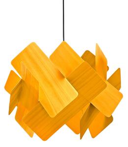LZF LAMPS Závěsné světlo Escape, žluté/niklové, Ø 30 cm, dřevo, stmívatelný, Žlutá / oranžová, Obývací pokoj / jídelna, Dřevo, Design