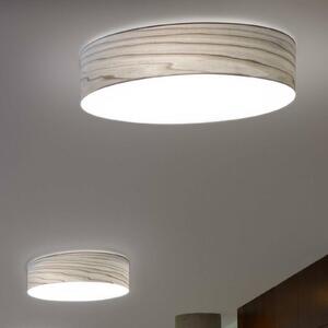 LZF LAMPS LED nástěnné světlo Gea, šedá, Ø 42 cm, dřevo, stmívatelný, Hliník / šedá / zinek, Obývací pokoj / jídelna, Dřevo, Design