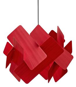 LZF LAMPS Závěsné světlo Escape, červené/niklové, Ø 30 cm, dřevo, stmívatelný, Červená, Obývací pokoj / jídelna, Dřevo, Design