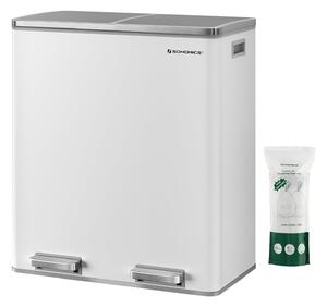 SONGMICS Odpadkový koš s víkem JORDAN 2x30 l bílý