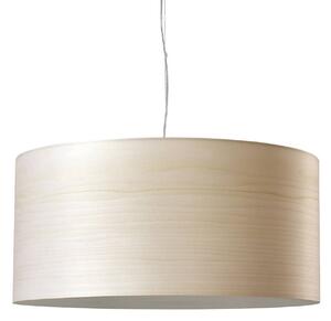 LZF LAMPS Závěsné světlo LED Gea, barva slonová kost, Ø 42 cm, dřevo, stmívatelný, Krémová / jantar, Obývací pokoj / jídelna, Dřevo, Design