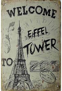 Ceduľa Welcome Eiffel Tower Vintage style 30cm x 20cm Plechová tabuľa