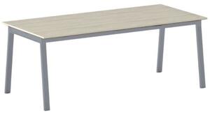 Jednací kancelářský stůl PRIMO BASIC, 200x90 cm, šedostříbrná podnož, dub přírodní
