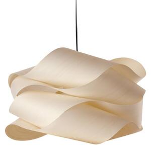 LZF LAMPS Závěsné světlo Link, barva slonová kost/nikl Ø 69 cm dřevo, stmívatelný, Krémová / jantar, Obývací pokoj / jídelna, Dřevo, Design