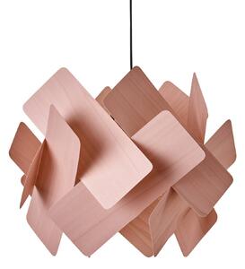 LZF LAMPS Závěsné světlo Escape, světle růžové/niklové, Ø 30 cm, dřevo, stmívatelný, Fialová / růžová / barva růže, Obývací pokoj / jídelna, Dřevo, Design